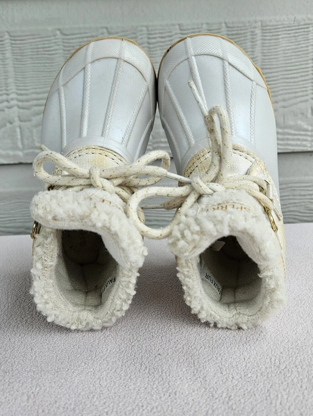 Sperry Kids' Port Alpine Duck Ankle Boot Toddler SZ 7 White Waterproof Lined